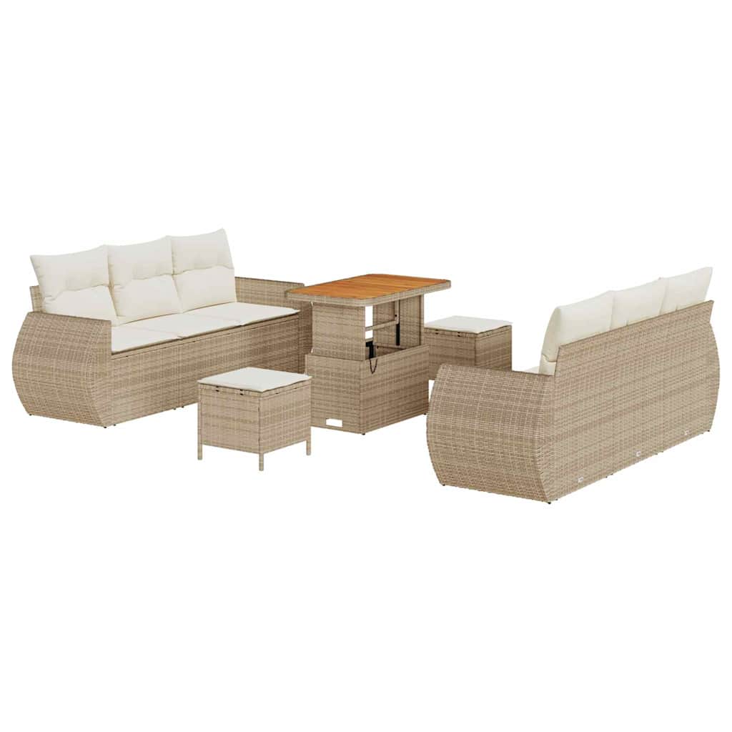 Havesofa Sæt 9 stk. Beige polyrattan