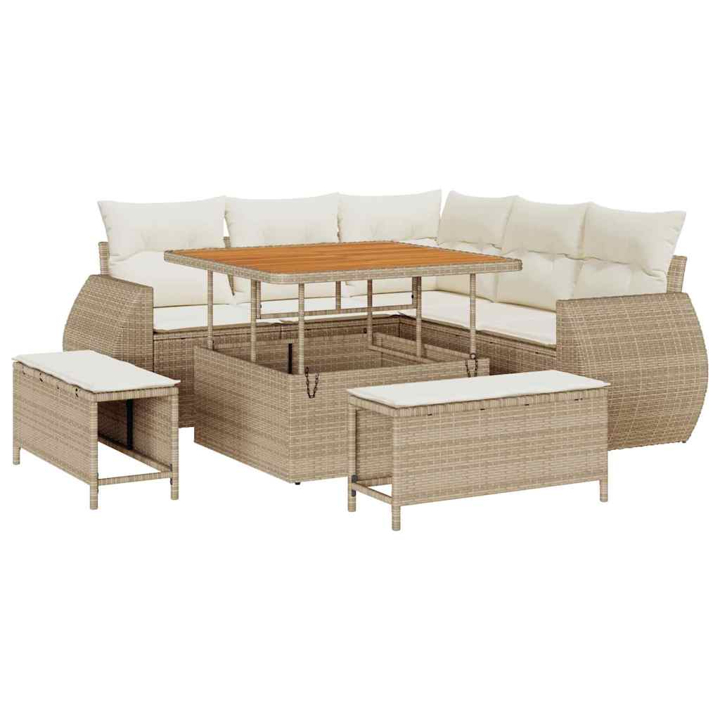 Havesofa Sæt 8 stk. Beige polyrattan