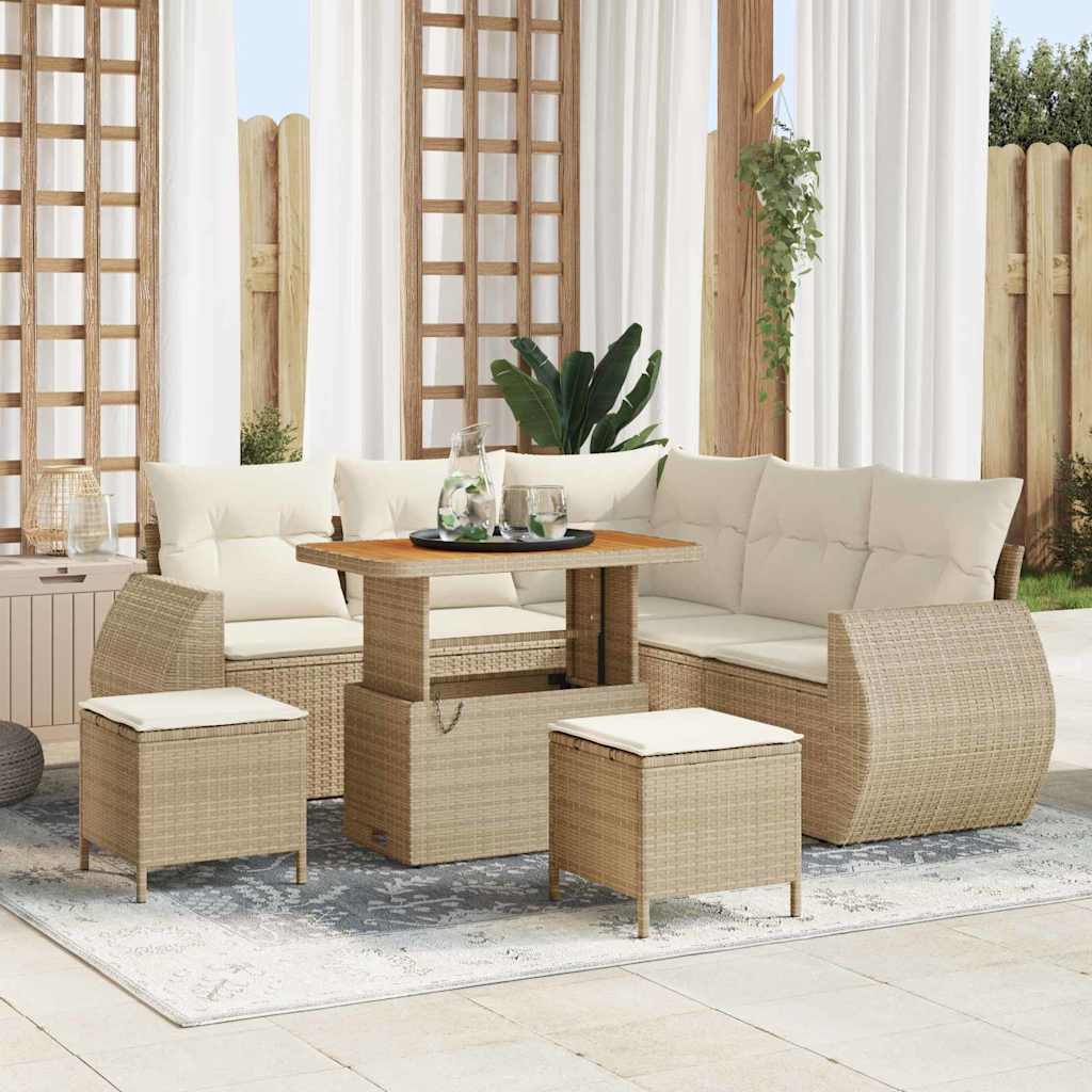 Havesofa Sæt 8 stk. Beige polyrattan