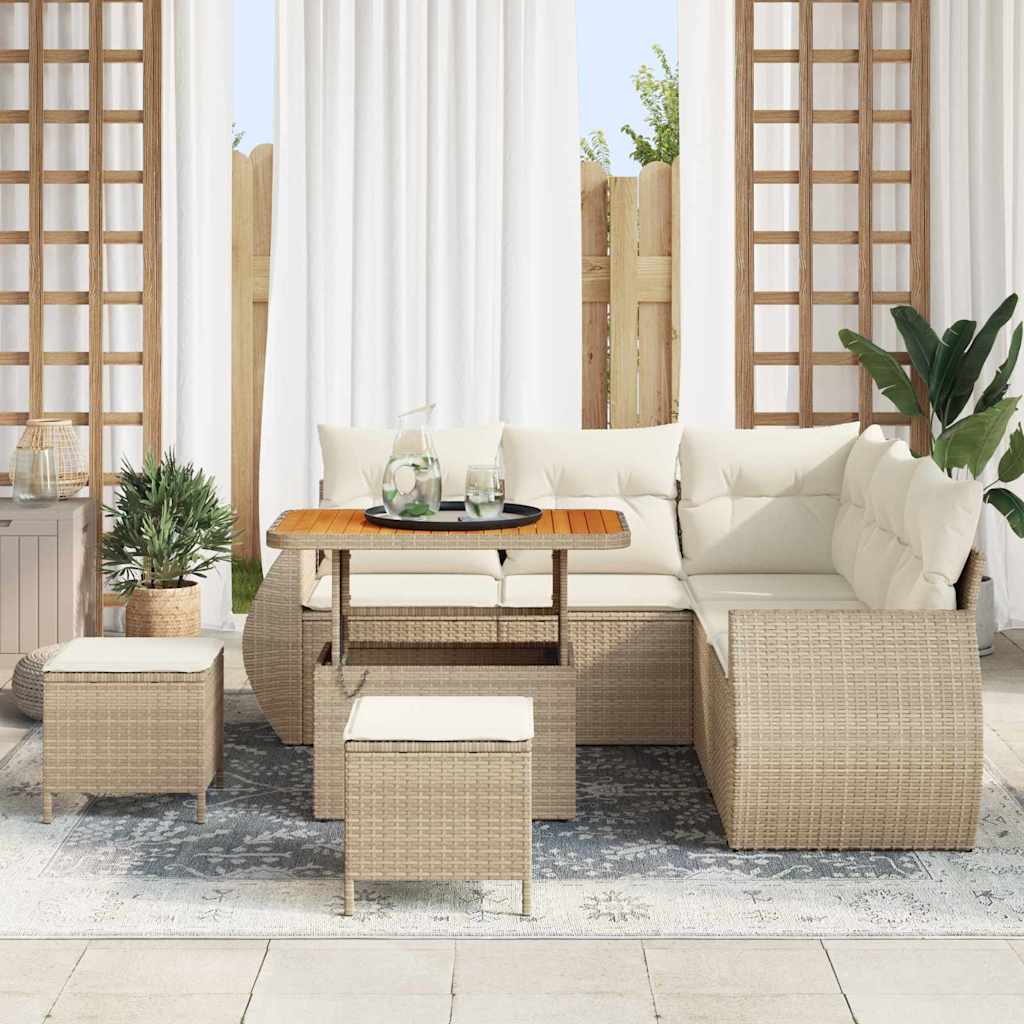 Havesofa Sæt 8 stk. Beige polyrattan