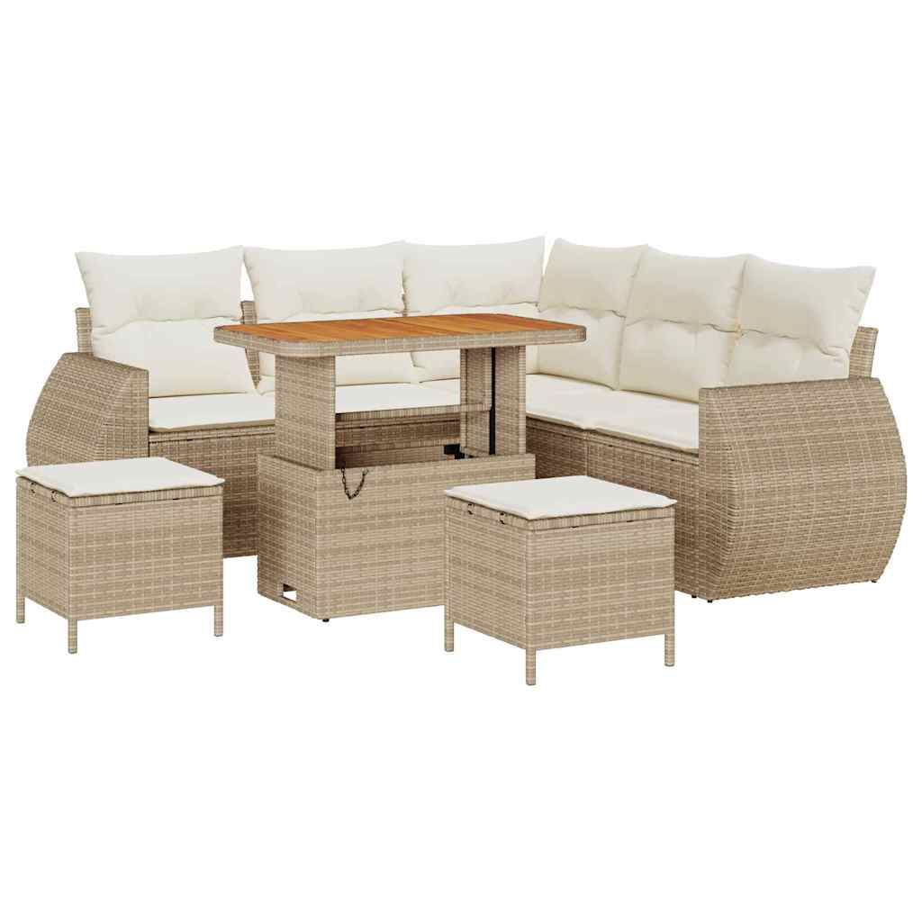 Havesofa Sæt 8 stk. Beige polyrattan
