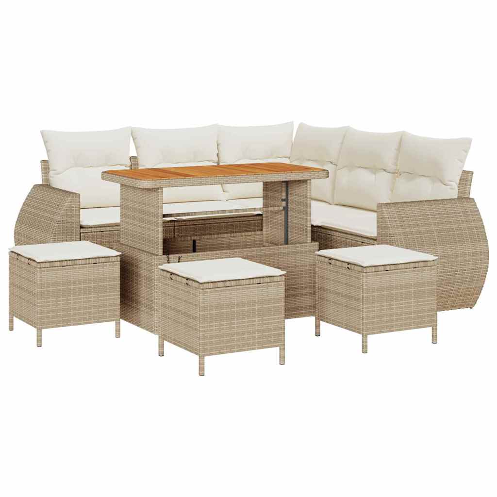 Havesofa Sæt 9 stk. Beige polyrattan