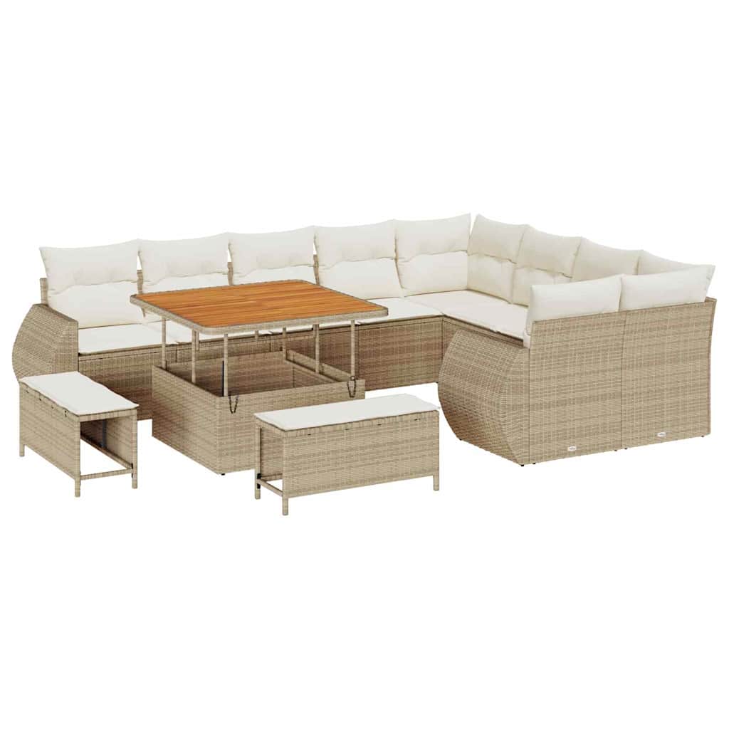 Havesofa Sæt 12 stk. Beige polyrattan