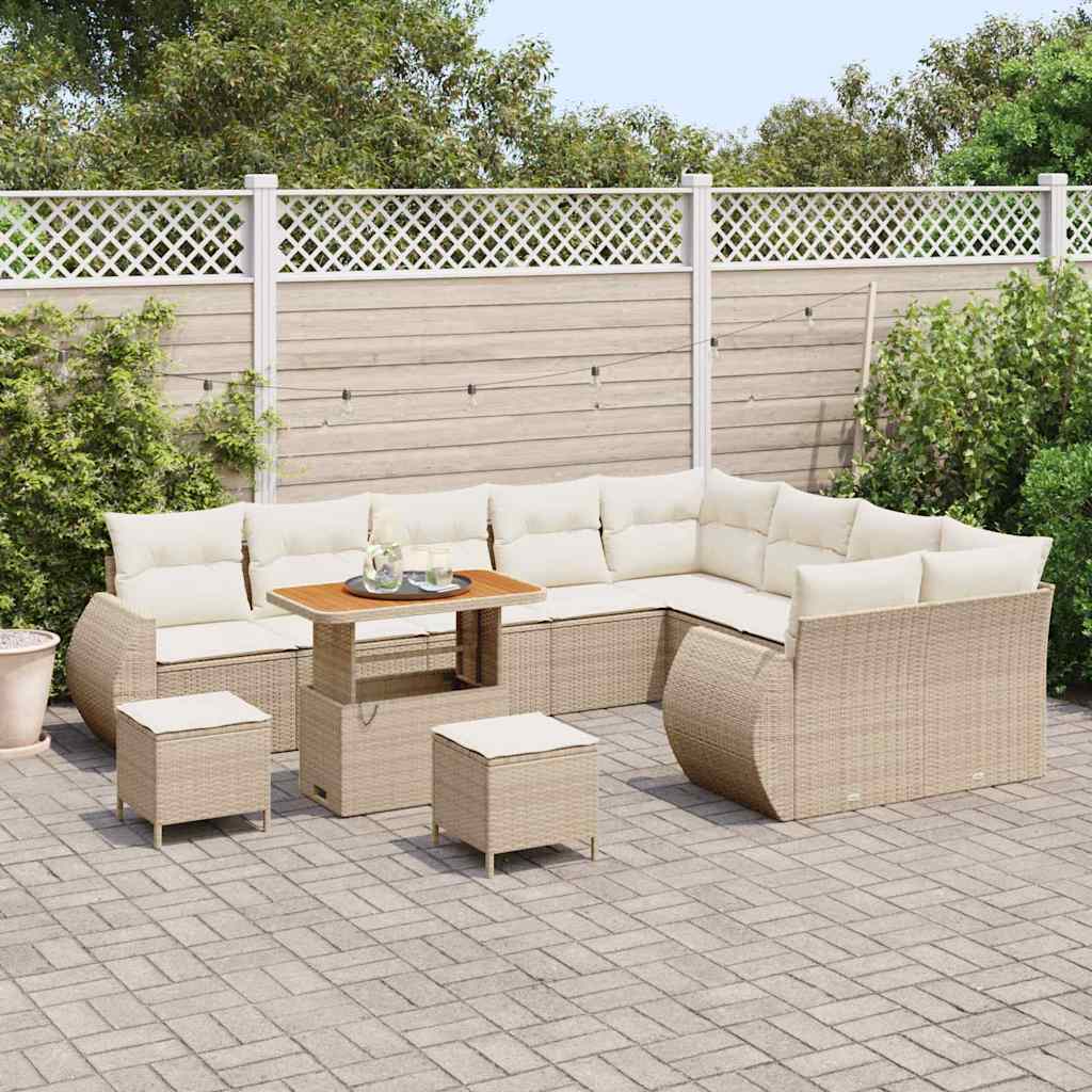 Havesofa Sæt 12 stk. Beige polyrattan