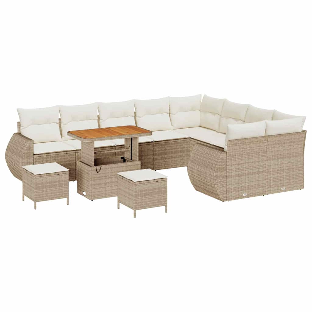 Havesofa Sæt 12 stk. Beige polyrattan