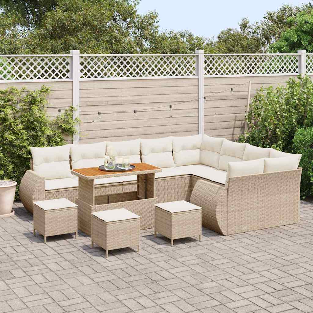 Havesofa Sæt 13 stk. Beige polyrattan