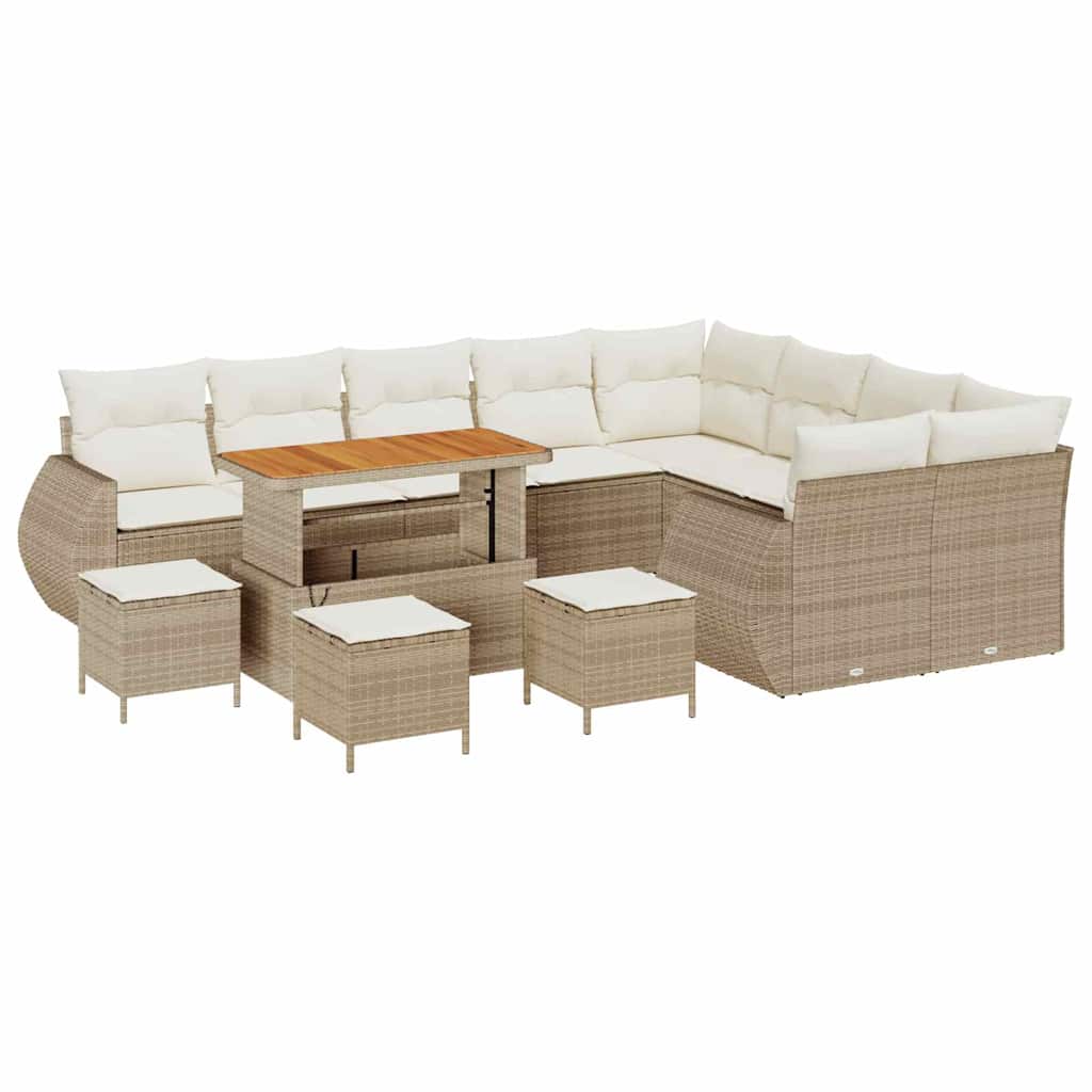 Havesofa Sæt 13 stk. Beige polyrattan