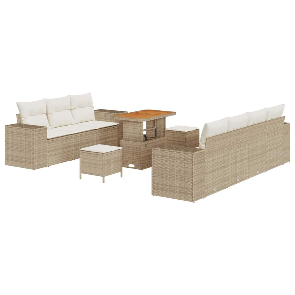 Havesofa Sæt 10 stk. Beige polyrattan