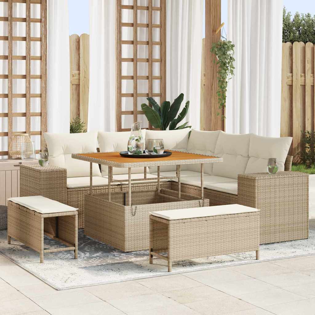 Havesofa Sæt 8 stk. Beige polyrattan