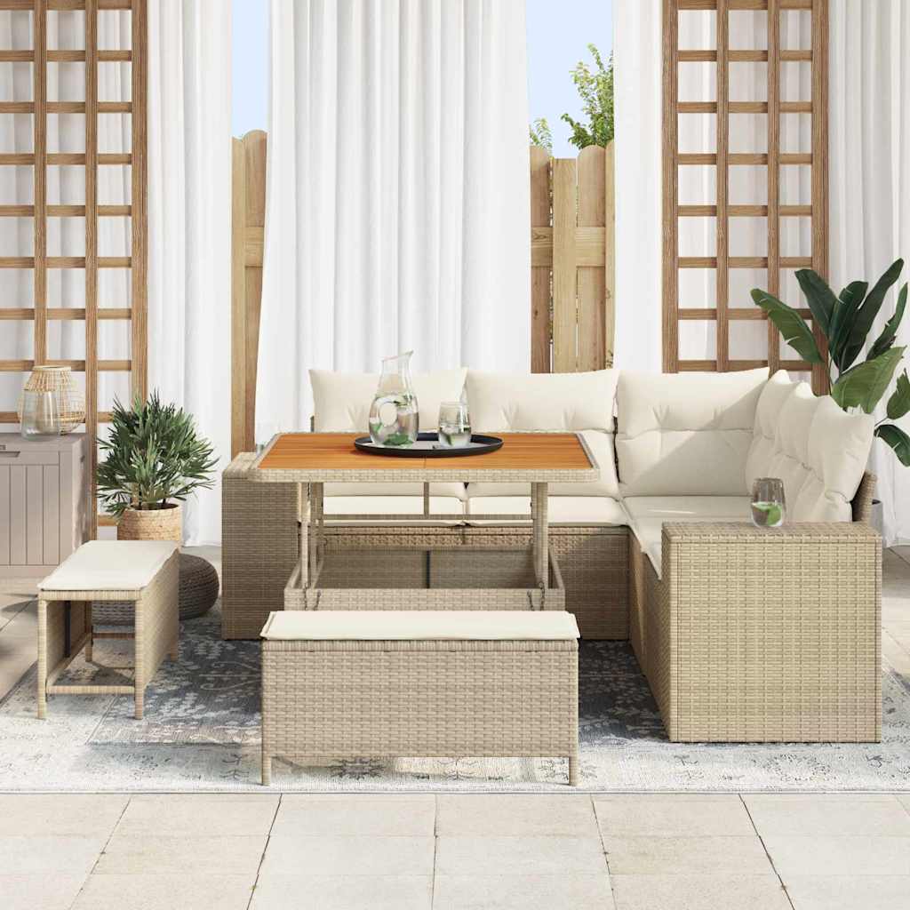 Havesofa Sæt 8 stk. Beige polyrattan