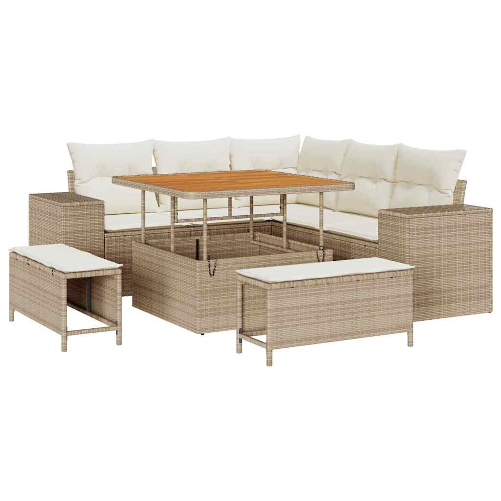 Havesofa Sæt 8 stk. Beige polyrattan