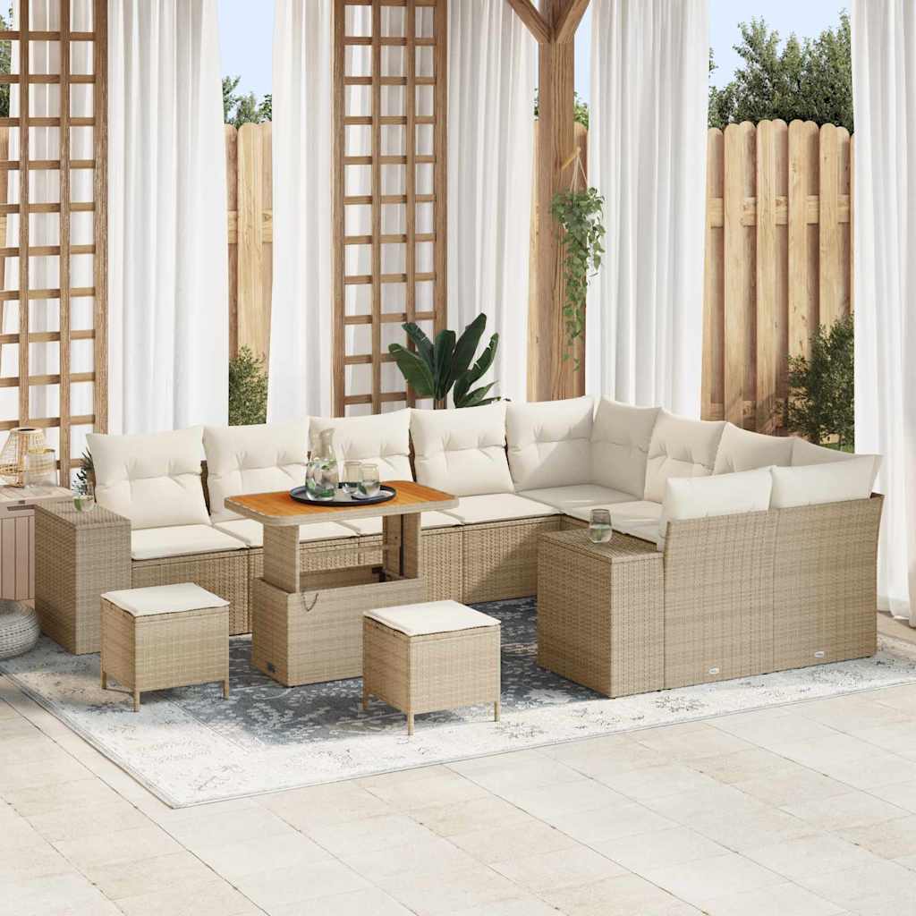 Havesofa Sæt 12 stk. Beige polyrattan