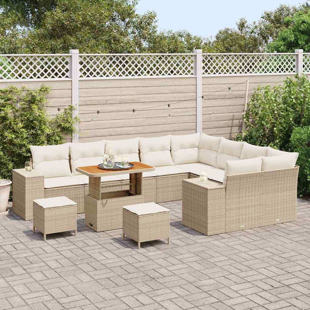 Havesofa Sæt 12 stk. Beige polyrattan