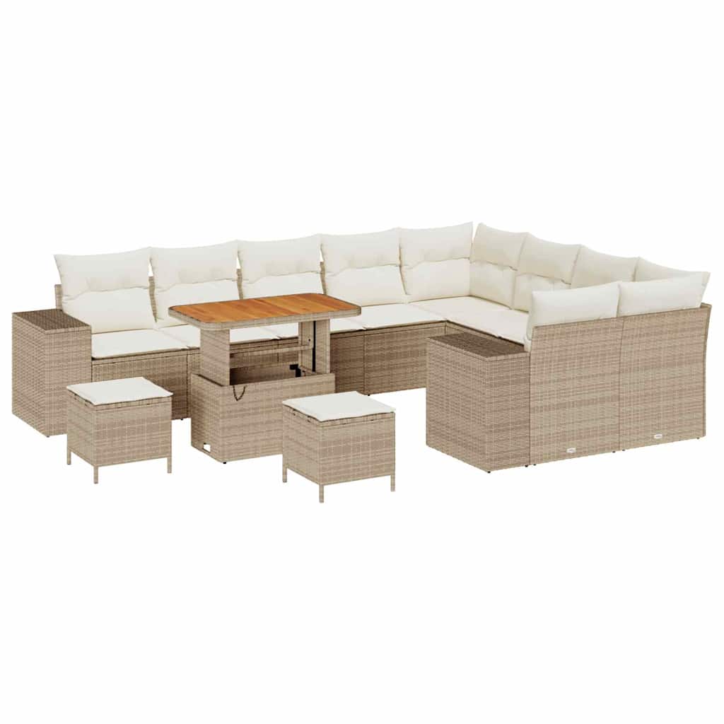 Havesofa Sæt 12 stk. Beige polyrattan