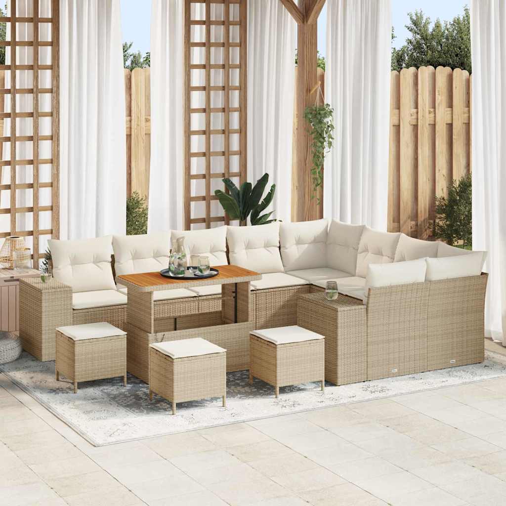 Havesofa Sæt 13 stk. Beige polyrattan