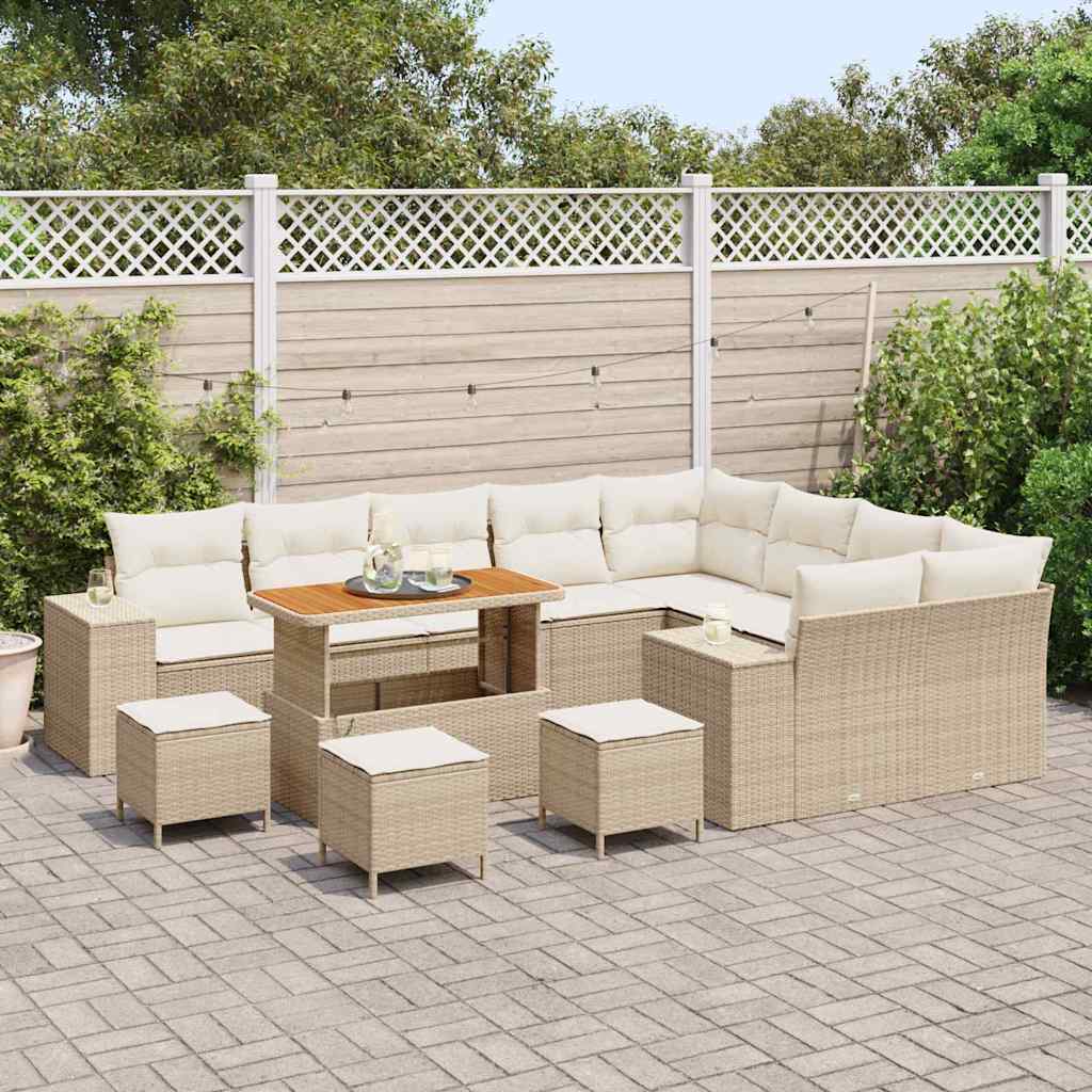 Havesofa Sæt 13 stk. Beige polyrattan