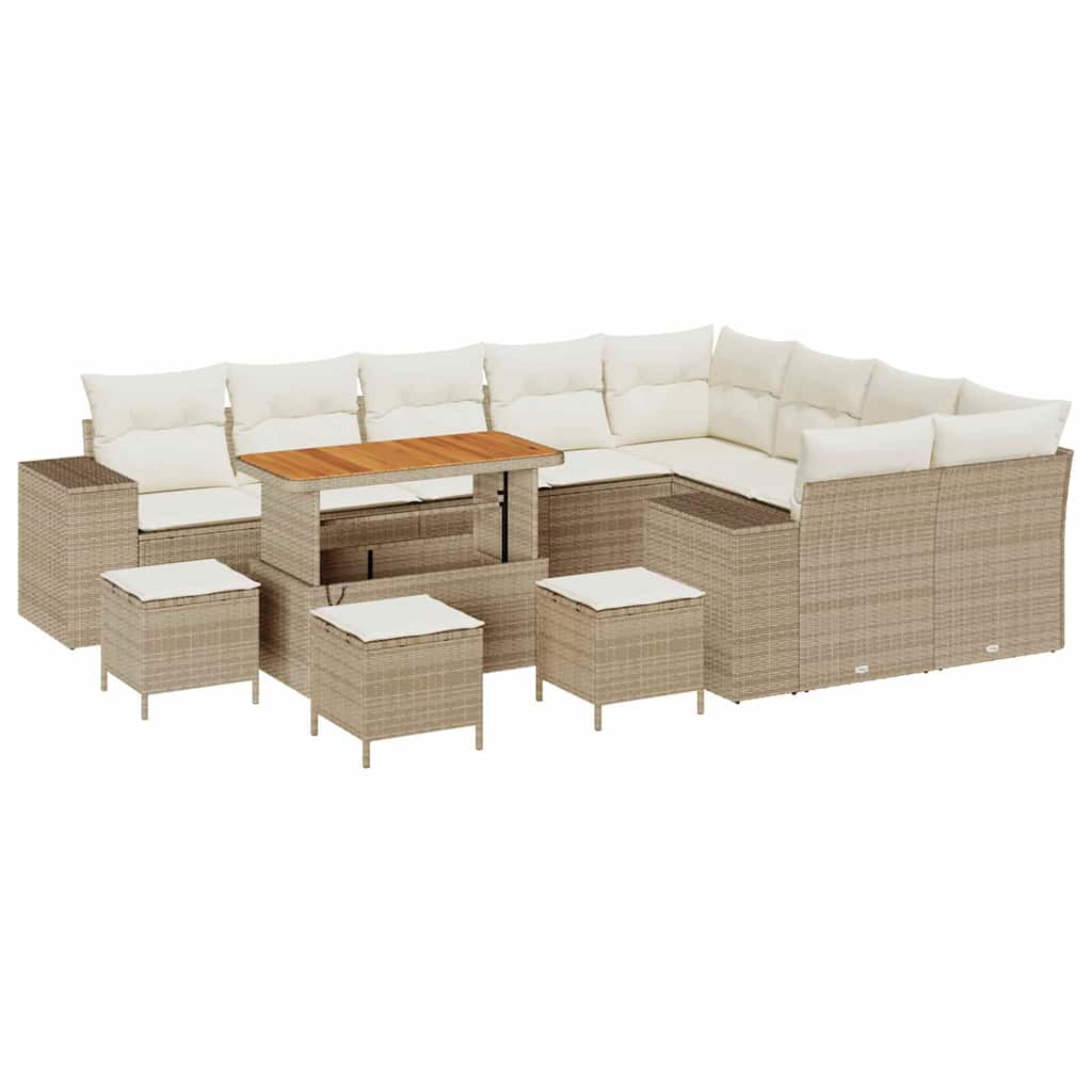 Havesofa Sæt 13 stk. Beige polyrattan