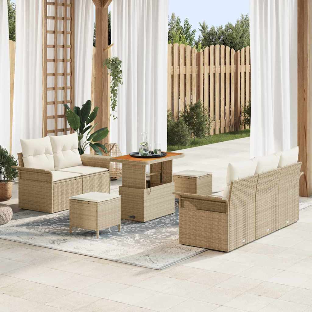Havesofa Sæt 8 stk. Beige polyrattan