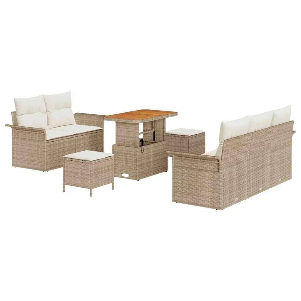 Havesofa Sæt 8 stk. Beige polyrattan