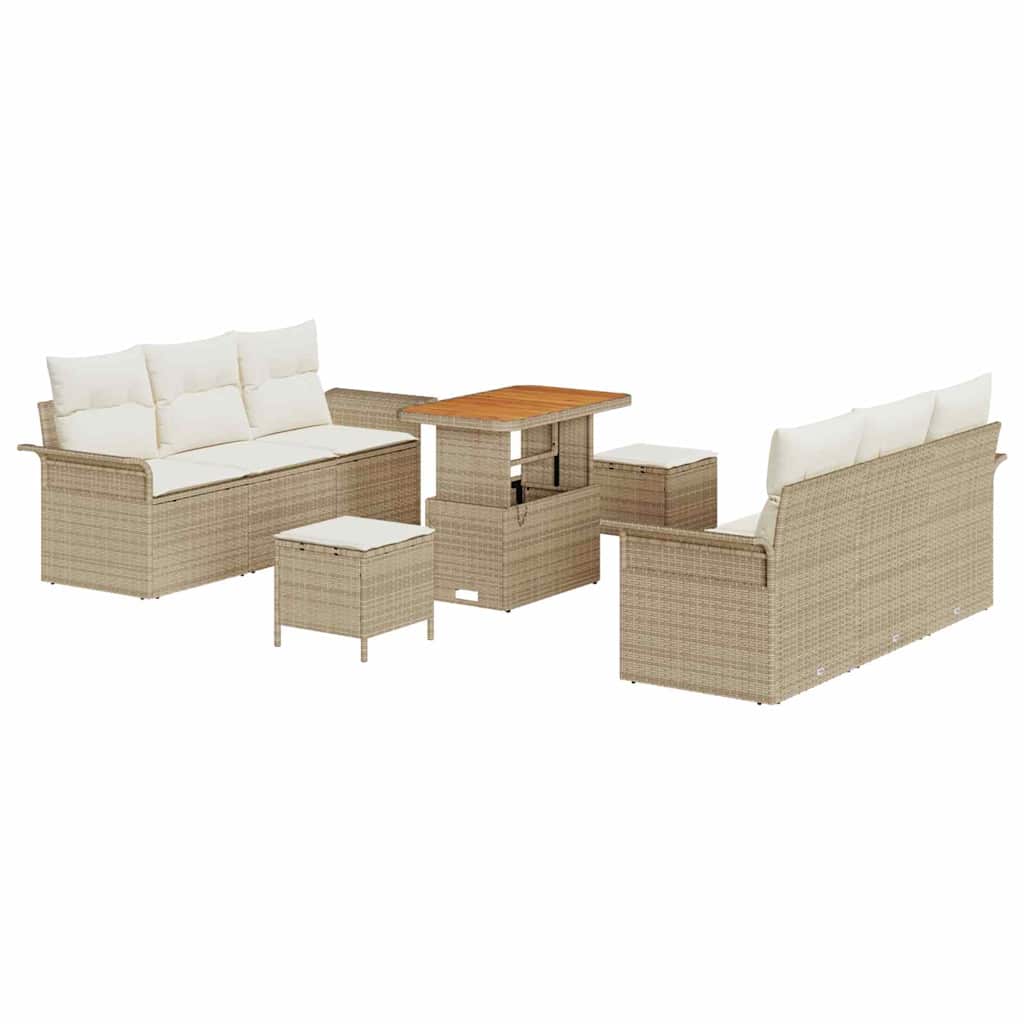 Havesofa Sæt 9 stk. Beige polyrattan