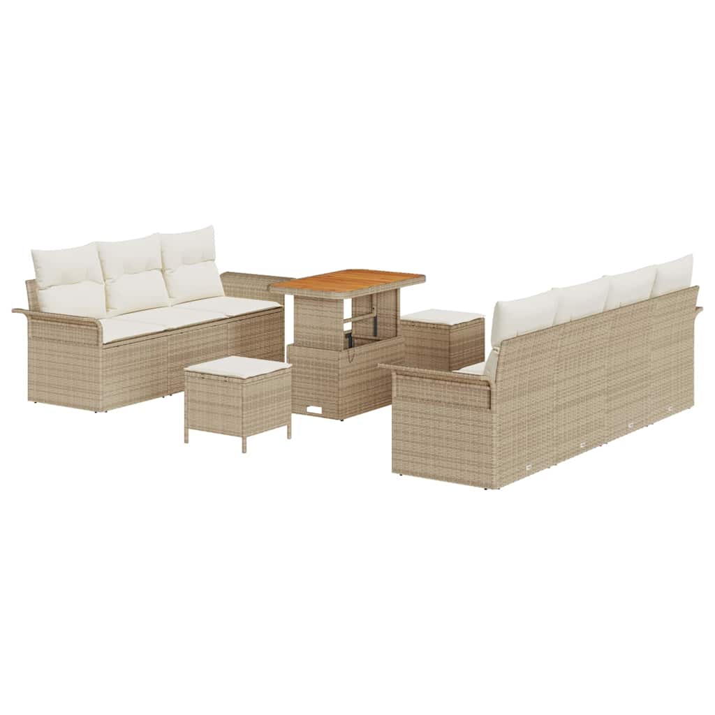 Havesofa Sæt 10 stk. Beige polyrattan