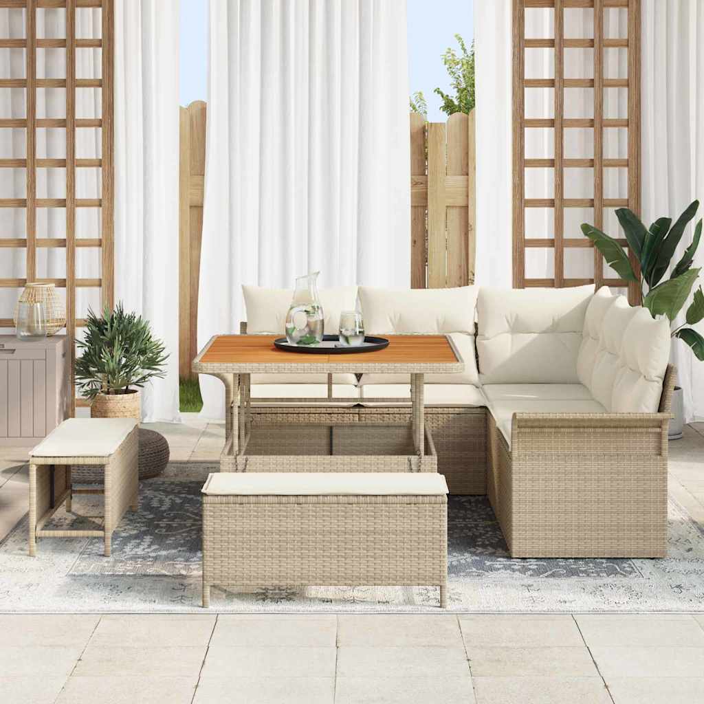 Havesofa Sæt 8 stk. Beige polyrattan