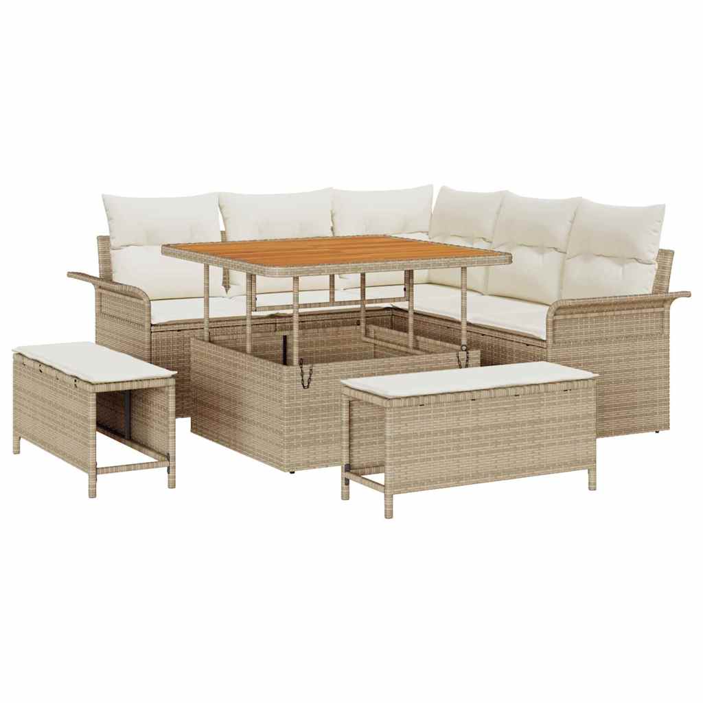 Havesofa Sæt 8 stk. Beige polyrattan