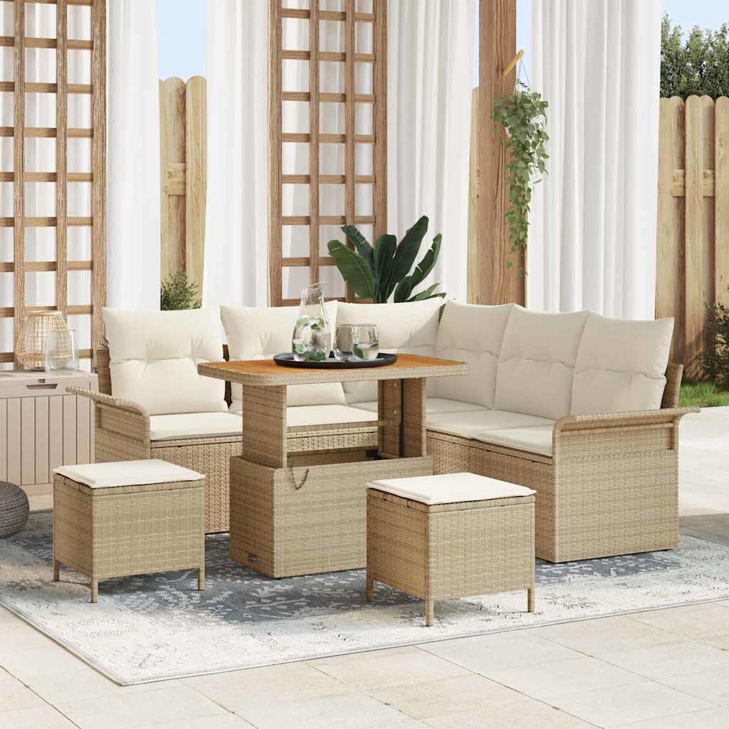 Havesofa Sæt 8 stk. Beige polyrattan