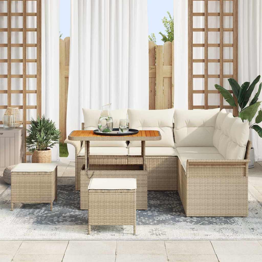 Havesofa Sæt 8 stk. Beige polyrattan
