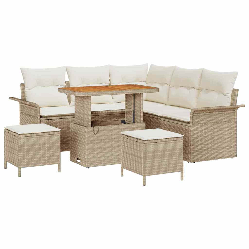 Havesofa Sæt 8 stk. Beige polyrattan