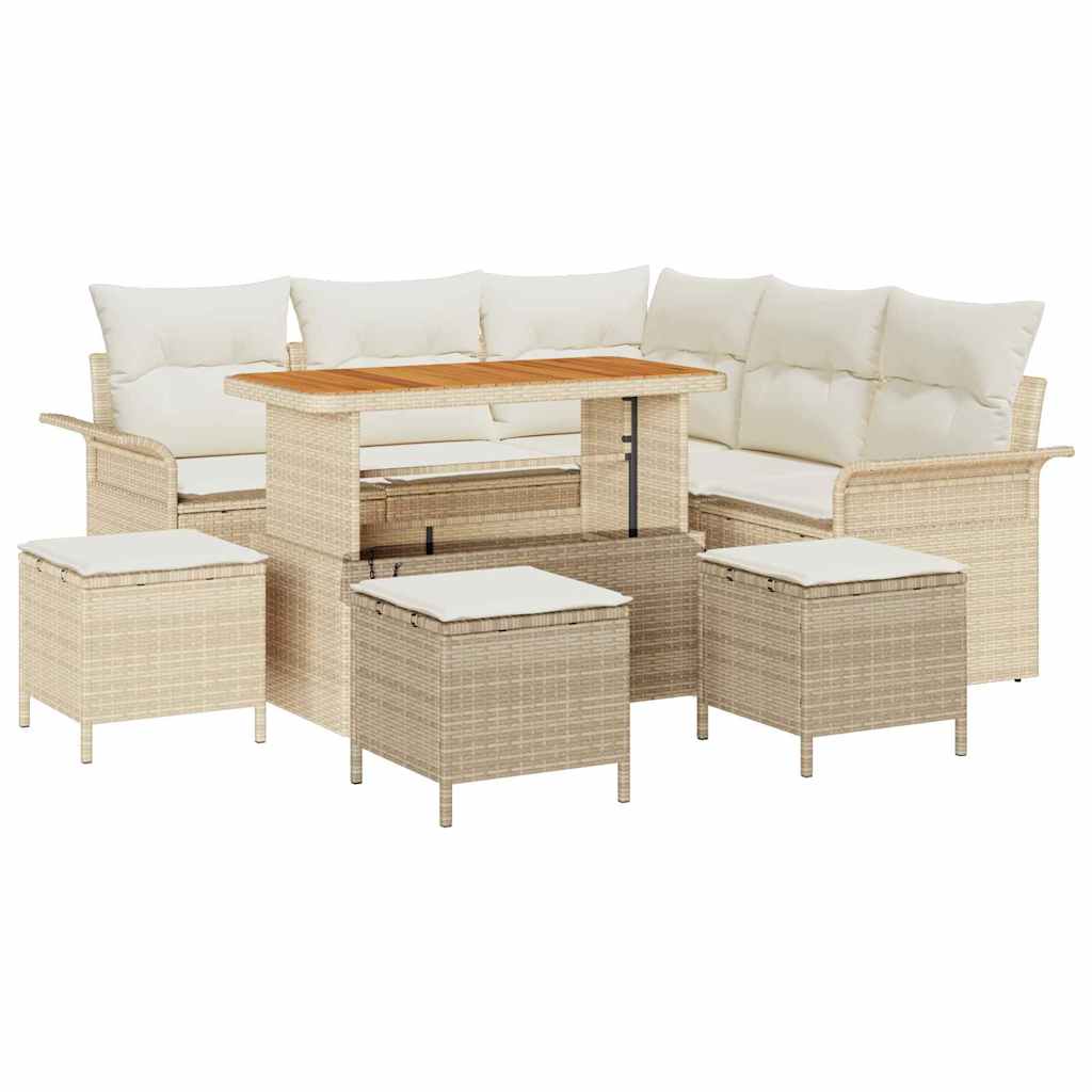 Havesofa Sæt 9 stk. Beige polyrattan