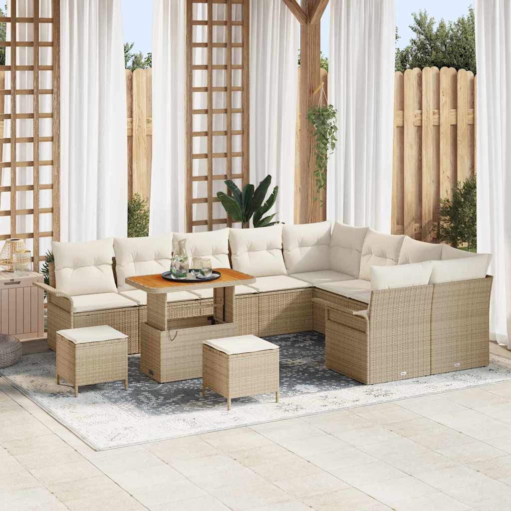 Havesofa Sæt 12 stk. Beige polyrattan