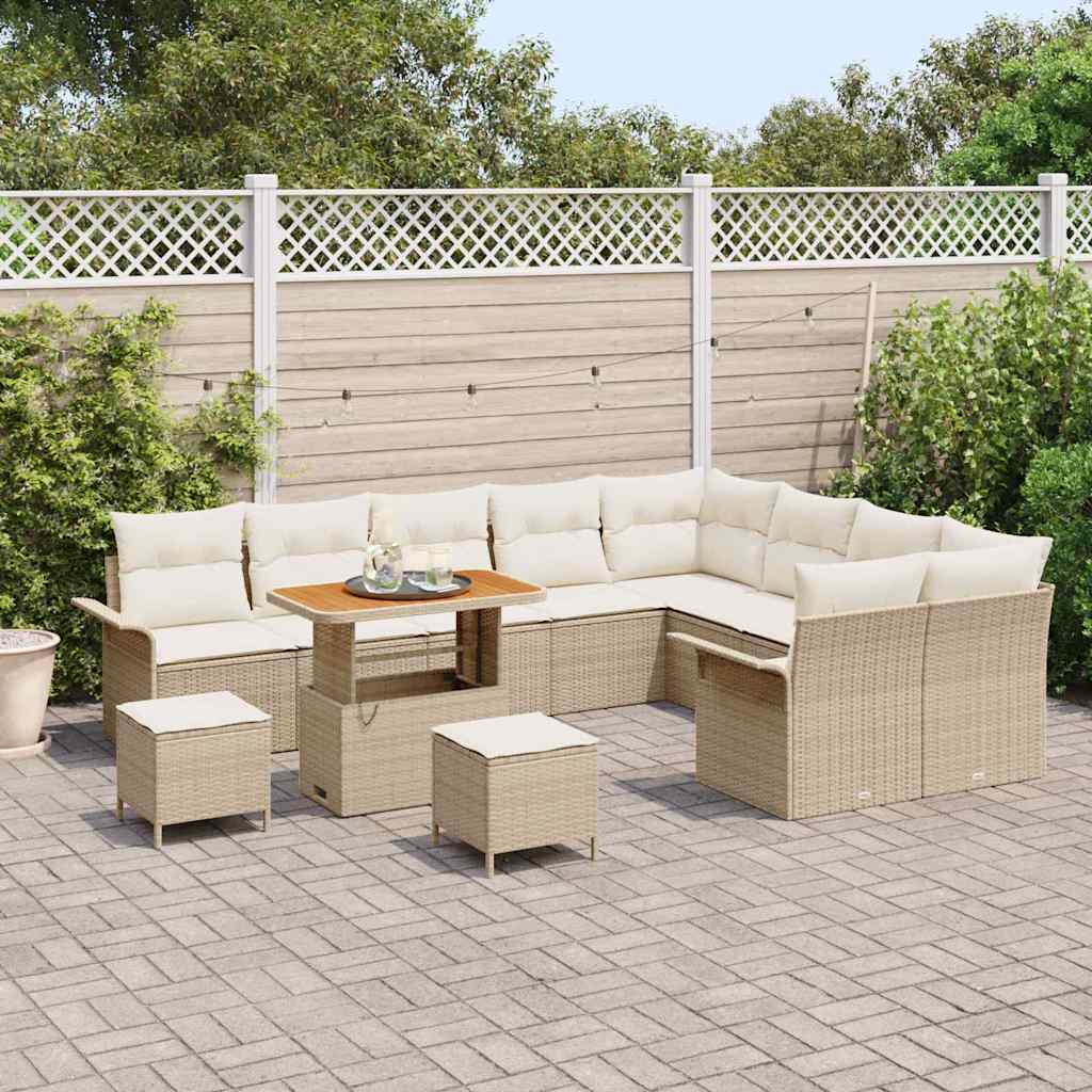 Havesofa Sæt 12 stk. Beige polyrattan