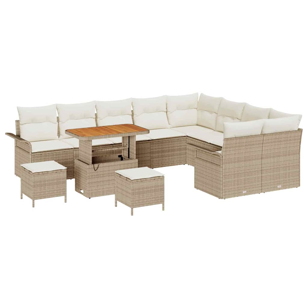 Havesofa Sæt 12 stk. Beige polyrattan