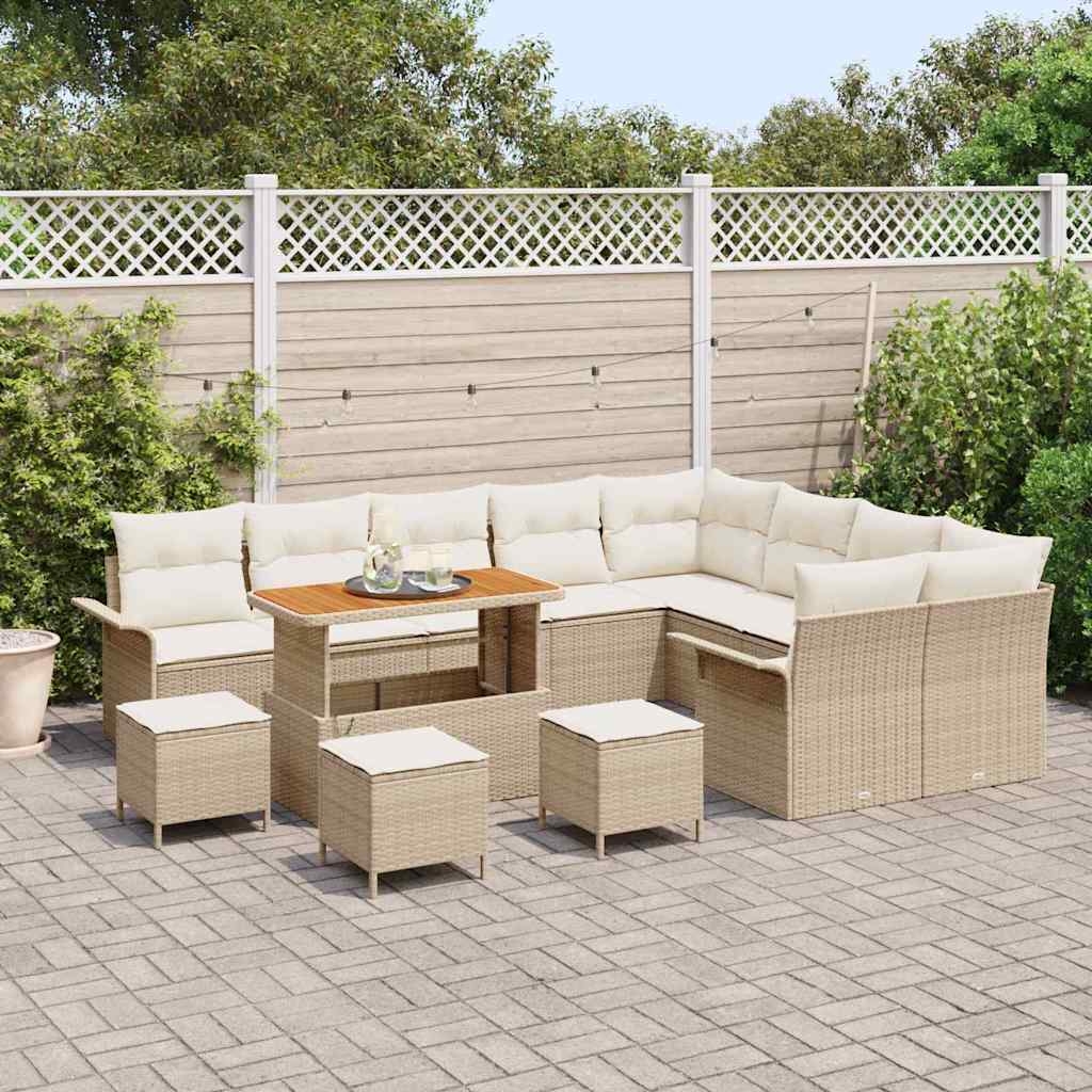 Havesofa Sæt 13 stk. Beige polyrattan