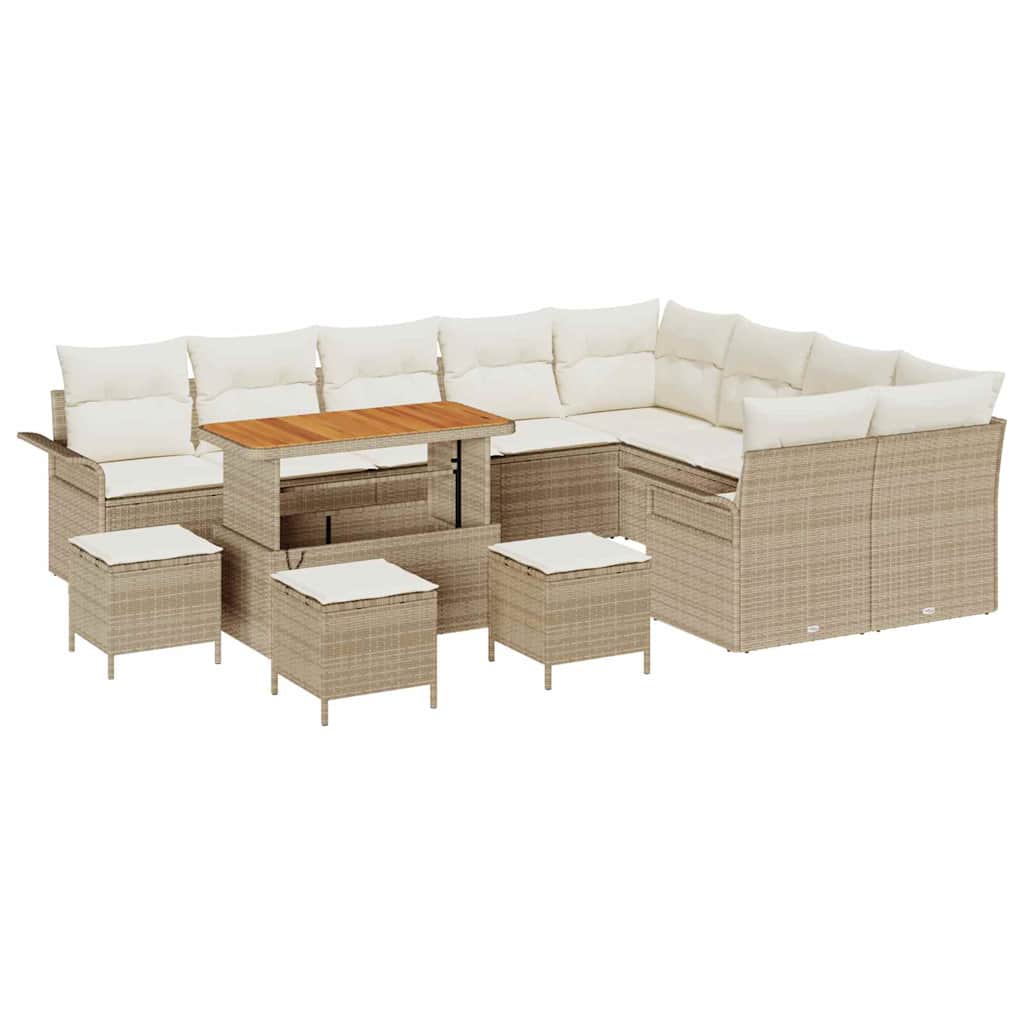 Havesofa Sæt 13 stk. Beige polyrattan