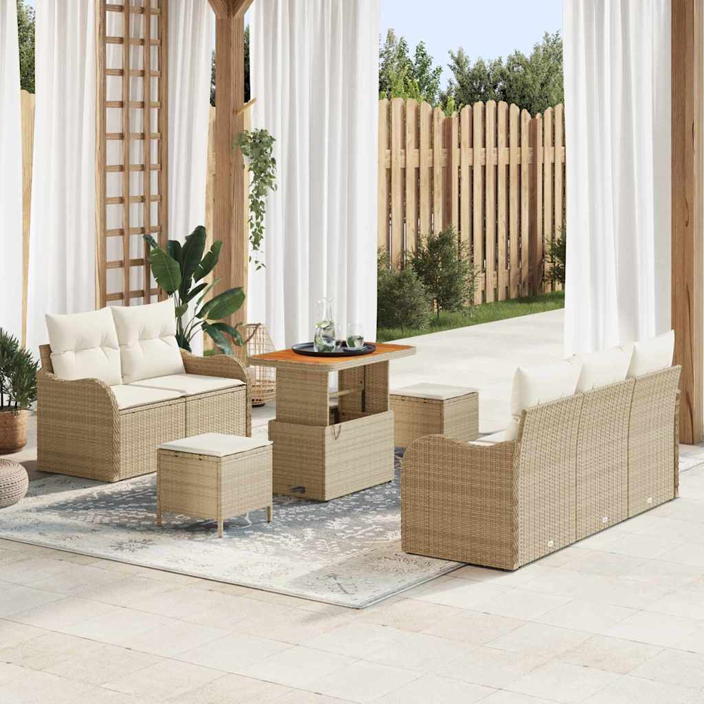 Havesofa Sæt 8 stk. Beige polyrattan