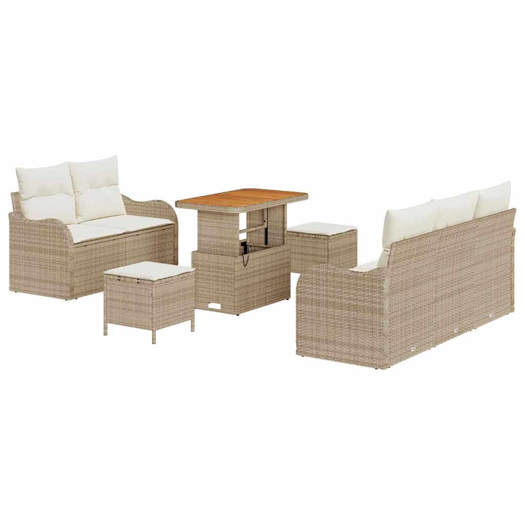 Havesofa Sæt 8 stk. Beige polyrattan