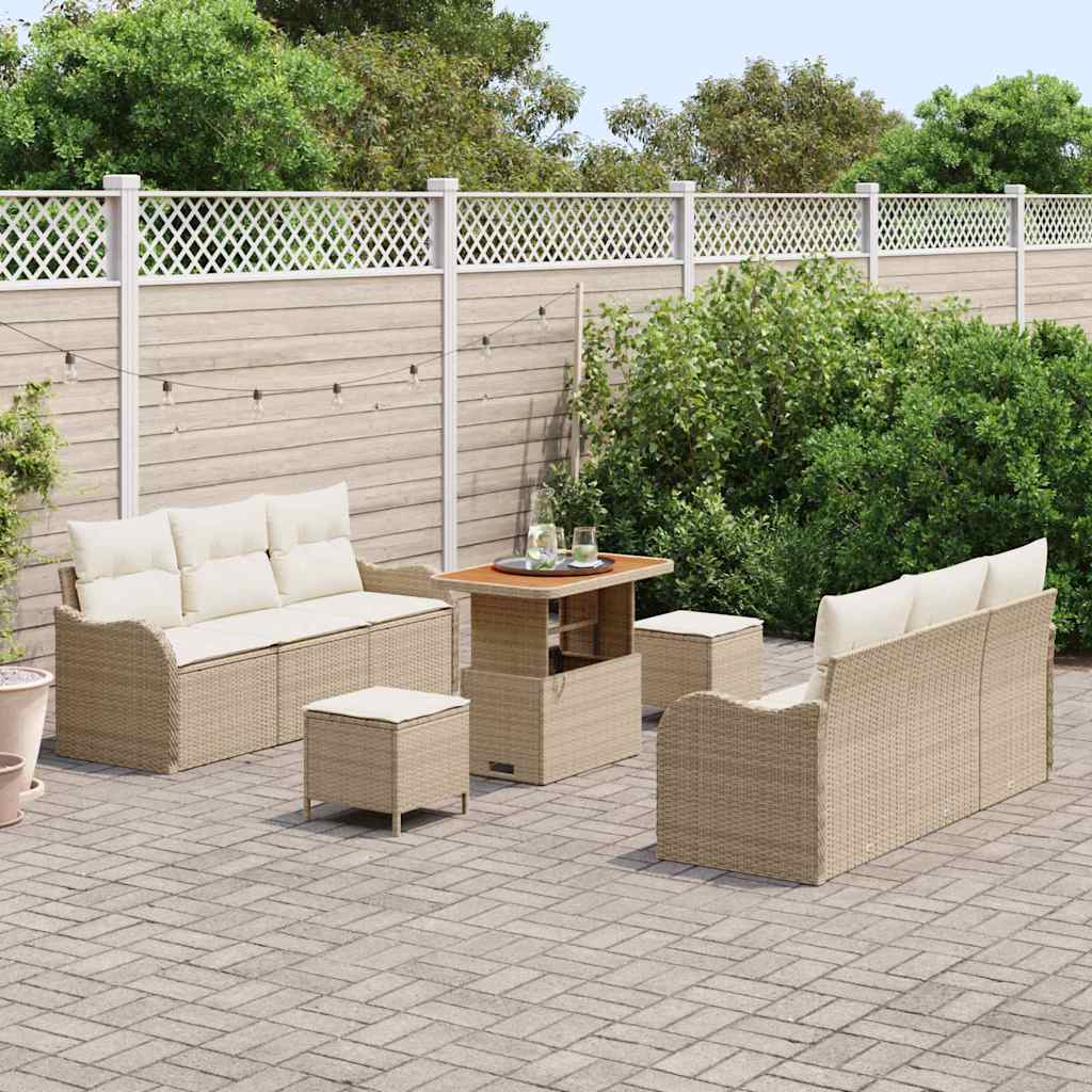 Havesofa Sæt 9 stk. Beige polyrattan