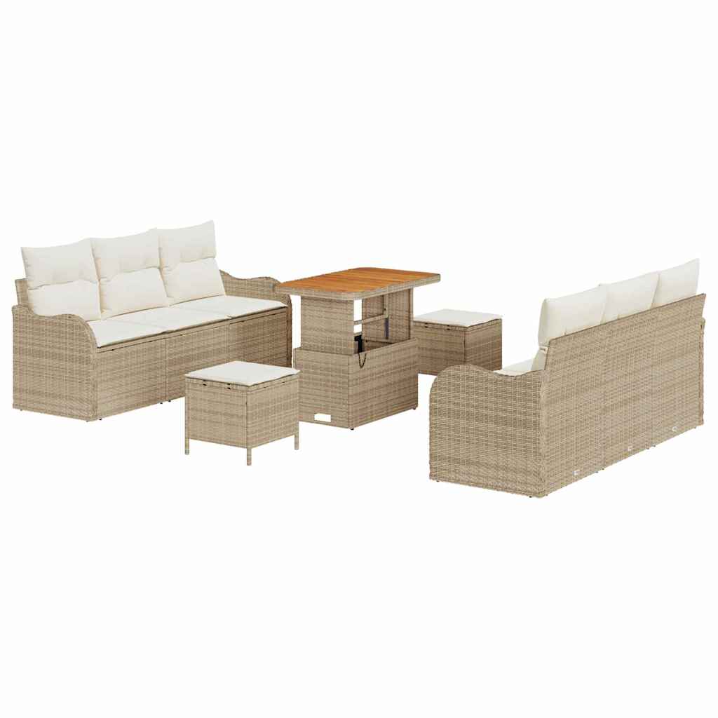 Havesofa Sæt 9 stk. Beige polyrattan