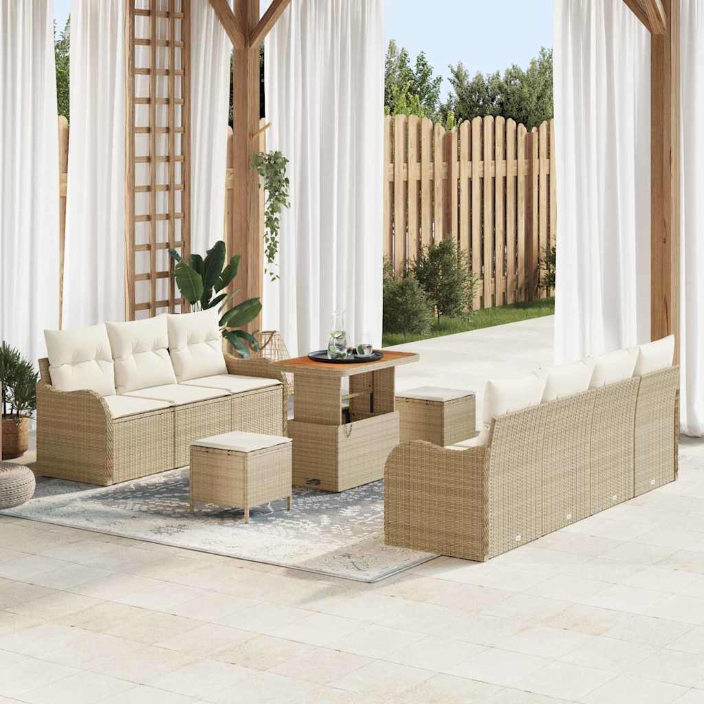 Havesofa Sæt 10 stk. Beige polyrattan