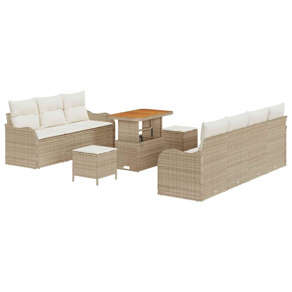 Havesofa Sæt 10 stk. Beige polyrattan
