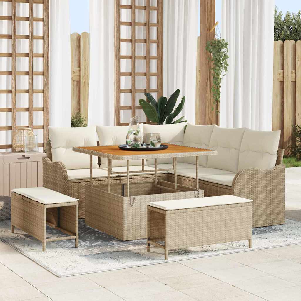 Havesofa Sæt 8 stk. Beige polyrattan
