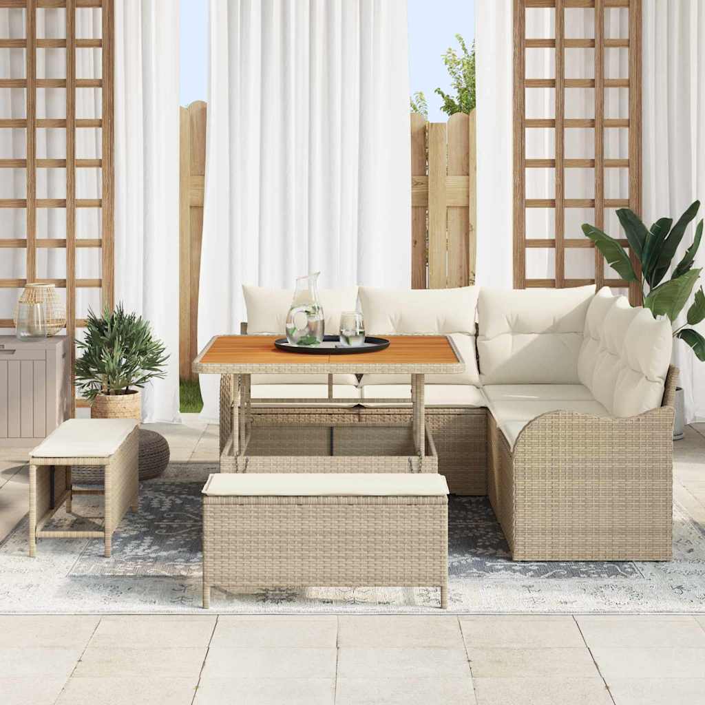 Havesofa Sæt 8 stk. Beige polyrattan