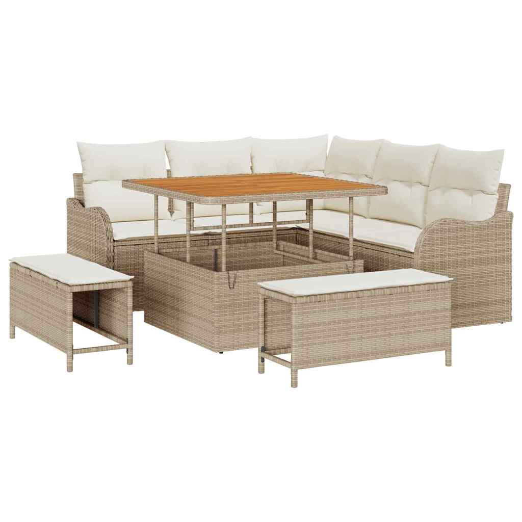 Havesofa Sæt 8 stk. Beige polyrattan