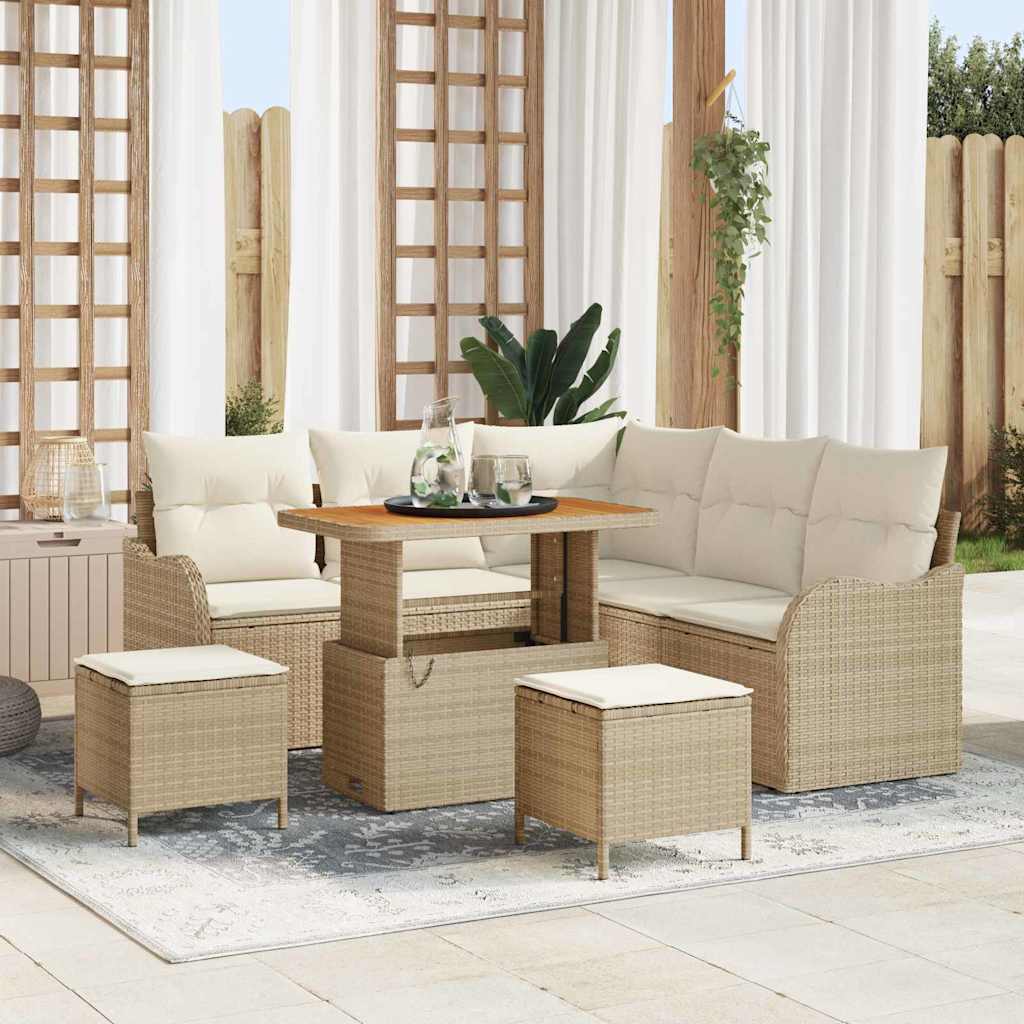 Havesofa Sæt 8 stk. Beige polyrattan