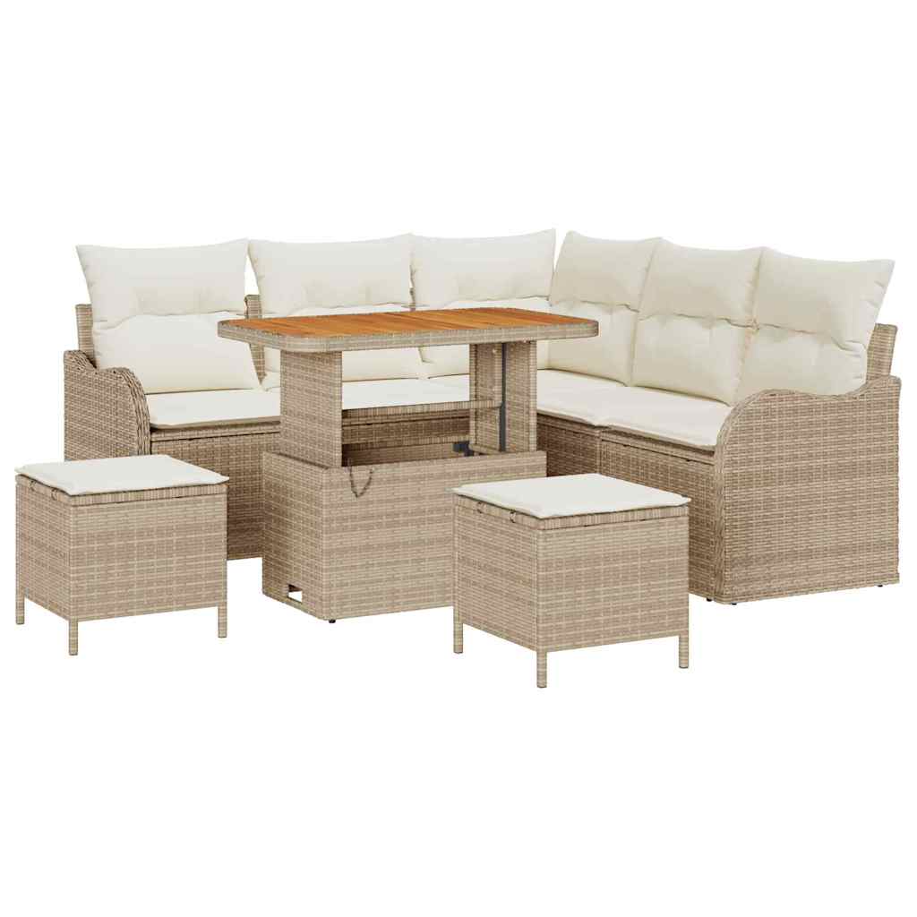 Havesofa Sæt 8 stk. Beige polyrattan