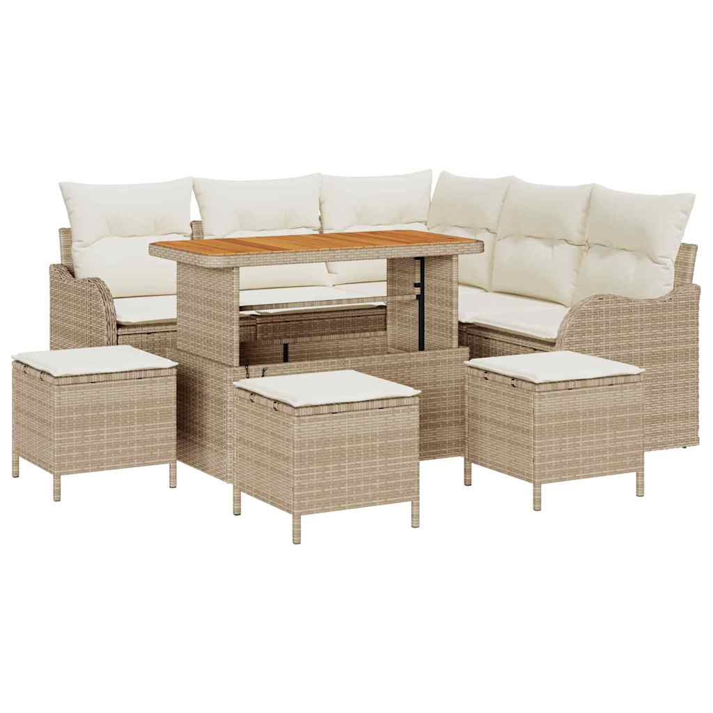 Havesofa Sæt 9 stk. Beige polyrattan