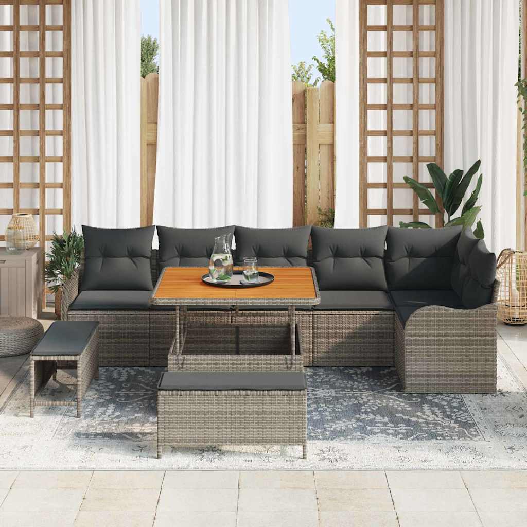 Havesofa Sæt 9 stk. Grå polyrattan