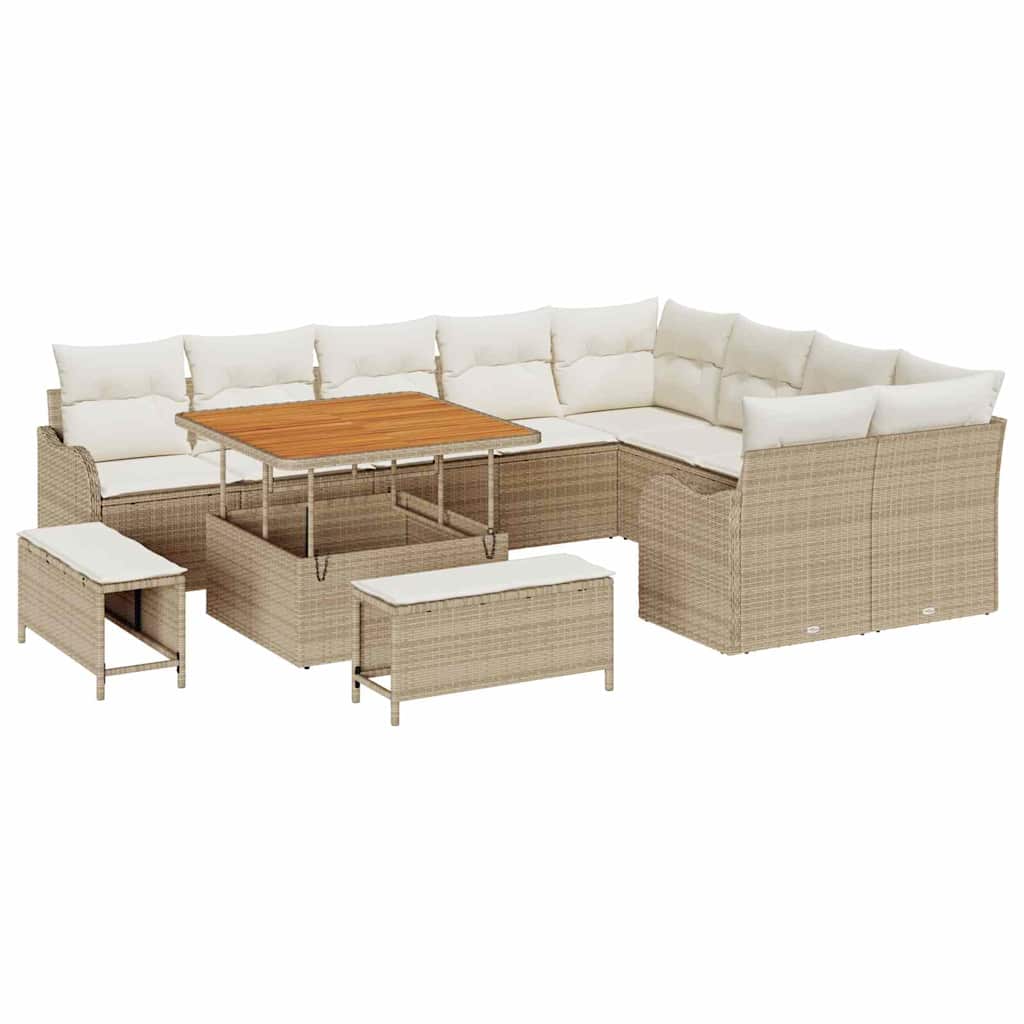 Havesofa Sæt 12 stk. Beige polyrattan